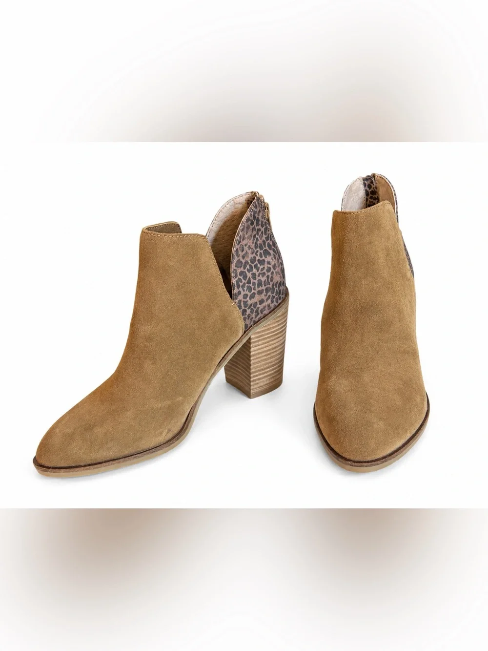 DV by Dolce Vita Suede Leopard Print Block Heel Ankle Booties Size 10 NWOB